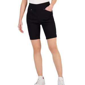 Black stretch Bermuda shorts